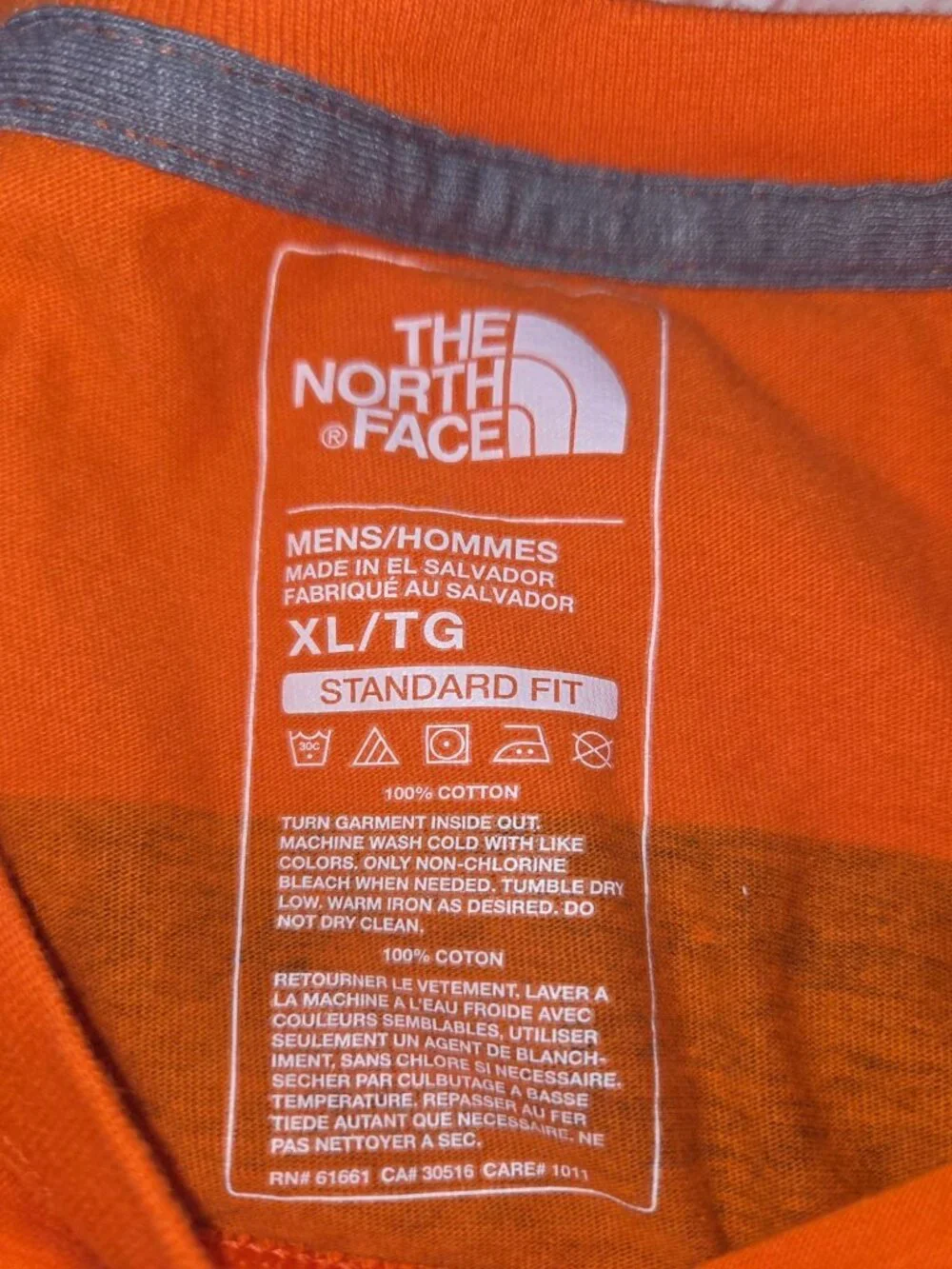 The North Face Mens Orange Long Sleeve T-Shirt XL